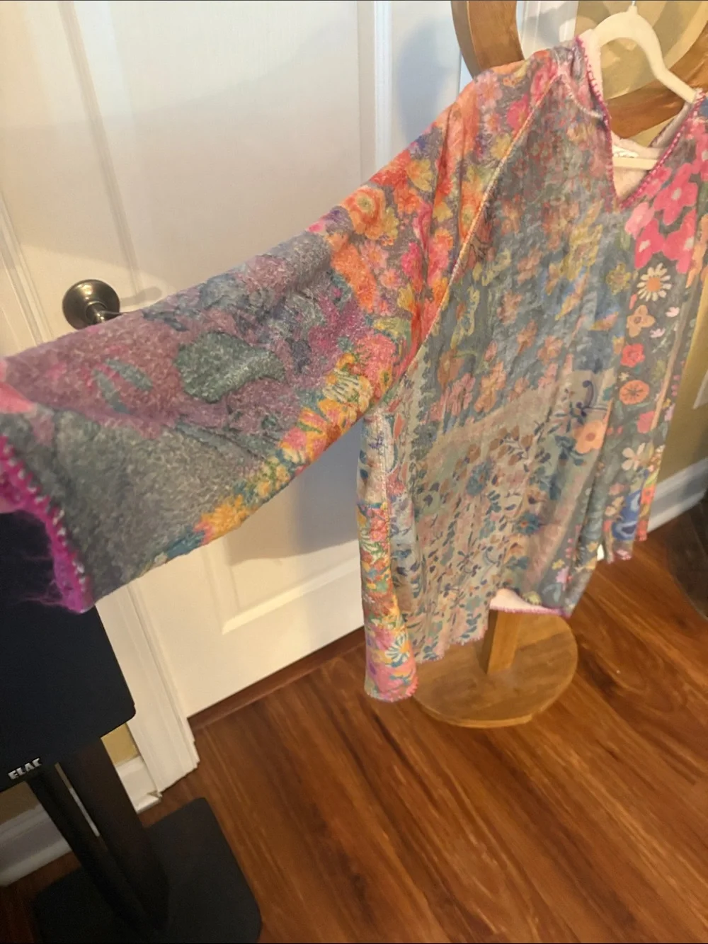 NATURAL LIFE Pink Multicolor Floral Hoodie Pullover - Picture 4 of 6
